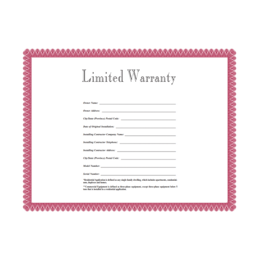 Labor Warranty - 1 Year - Manufacturer Will Provide Parts